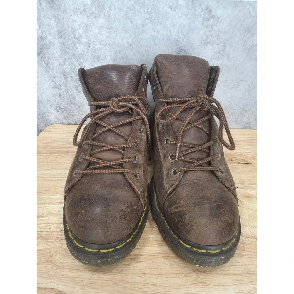 Dr. Martens Arne Boots Mens 10 Brown Leather Work Moto Hiking Combat Y2K Lace Up